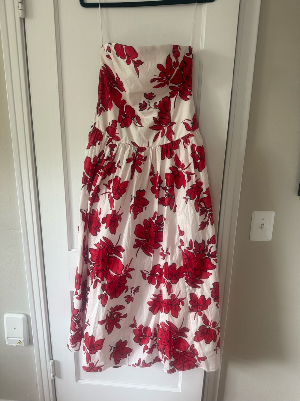 Abercrombie & Fitch White Top with Red Floral Accents